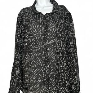 Forever 21+ Black and white polka dot button-up blouse